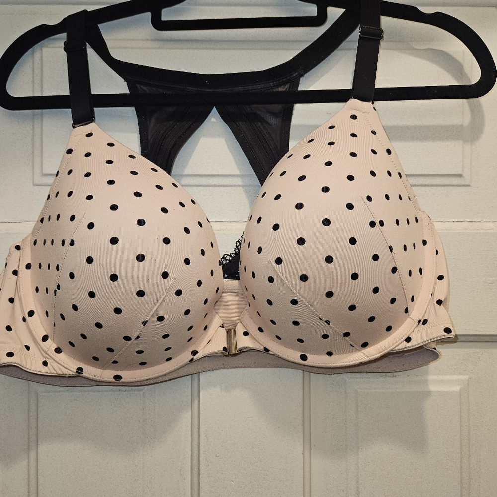 Cacique polka dot racer back bra